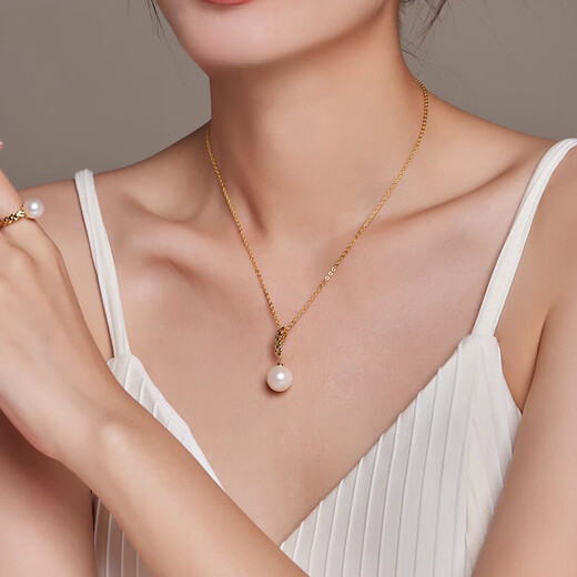 Pearl Necklace for Women Pearls Muyan Silver 925 Freshwater Nucleated Pearls 12-13mm Round Simple Commuting Style Pearls 12-13mm + Silver Chain