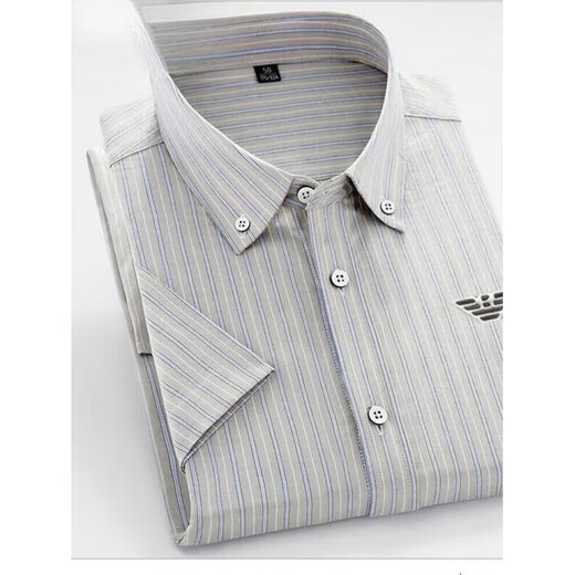 ARMANI EXCHANGE Armani striped long-sleeved shirt men's pure cotton no-iron inch shirt spring and autumn new casual shirt khaki 2118 long sleeve M 170 100-130Jin Jin equals 0.5 kg