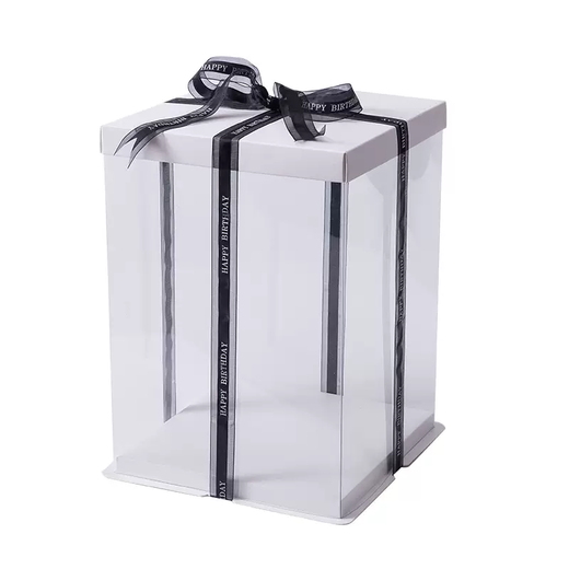 Yusenyi cake packaging box inch packaging box 614 double layer transparent heightened box birthday 12 customized eggs black black 8 inch four layers 26x26x40 (5 pieces)