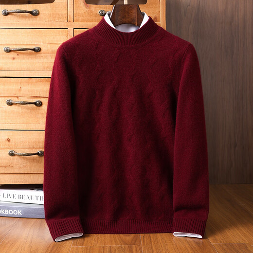 Ipenta International Light Luxury Brand Wool Sweater Men's Autumn and Winter Thickened Mat Knitted Half Turtle Collar Containing Cashmere Imported Sweater Bottoming Shirt Navy S