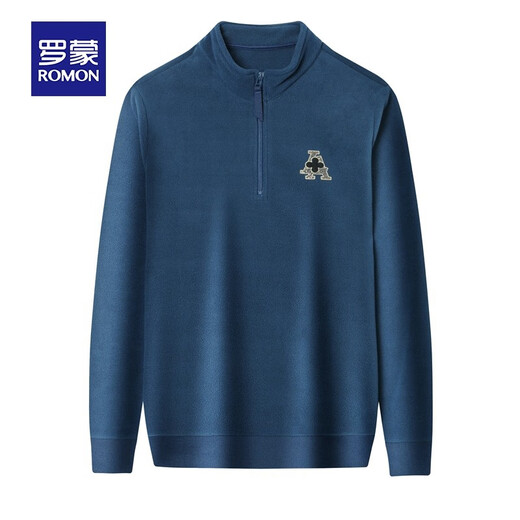 Romon (Romon) Luxe Luxury Sweat-shirt haut de gamme Rocker Men's Fleece Sweat-shirt Spring and Automne Nouveau pull Casual Base Shirt Half High Zipper Stand Cold Cold