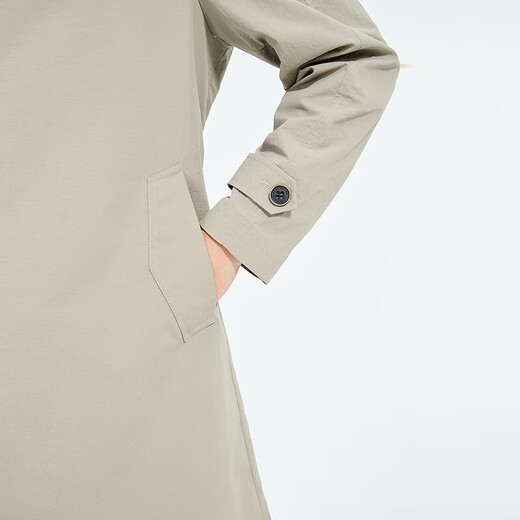 LiLang Light Fashion Men's Wear, Shopping Mall Same Style, Windbreaker Men's Slightly Wrinkled Texture, Elastic, Easy-Care Long Commuting Jacket, Khaki Gray (1K) M (165)