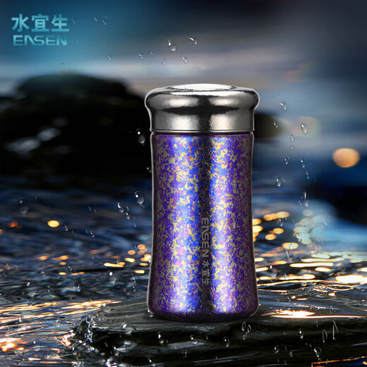 Shuiyisheng pure titanium thermos cup for men and women, high-end titanium cup, office tea and water separation, stew tea cup, portable car cup, ice crystal blue 280ml