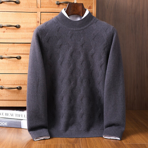 Ipenta International Light Luxury Brand Wool Sweater Men's Autumn and Winter Thickened Mat Knitted Half Turtle Collar Containing Cashmere Imported Sweater Bottoming Shirt Navy S