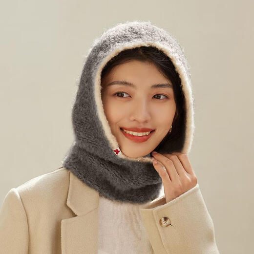 Siggi Balaclava women's autumn and winter niche cycling warm ear protection wool knitted hat and neck scarf integrated hat light mocha_ Suitable for -10-10 Wearable head circumference (56-61cm)