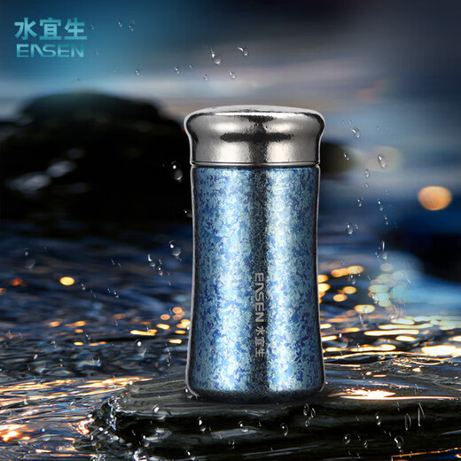 Shuiyisheng pure titanium thermos cup for men and women, high-end titanium cup, office tea and water separation, stew tea cup, portable car cup, ice crystal blue 280ml
