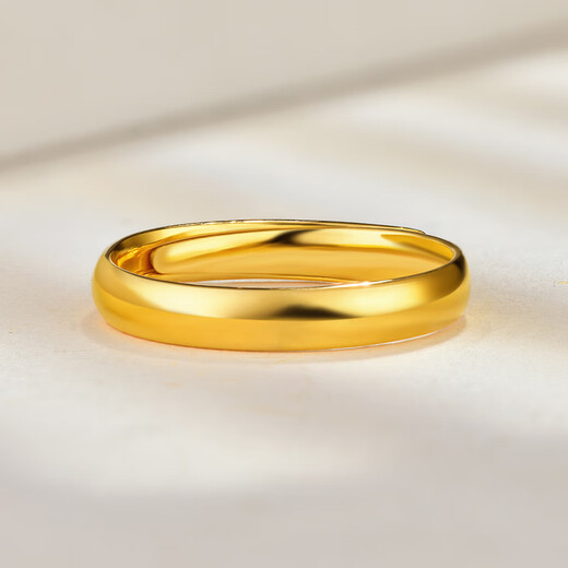 Gold supreme gold ring plain circle glossy small version narrow surface pure gold 999 live mouth ring birthday gift for women priced 3.6 grams