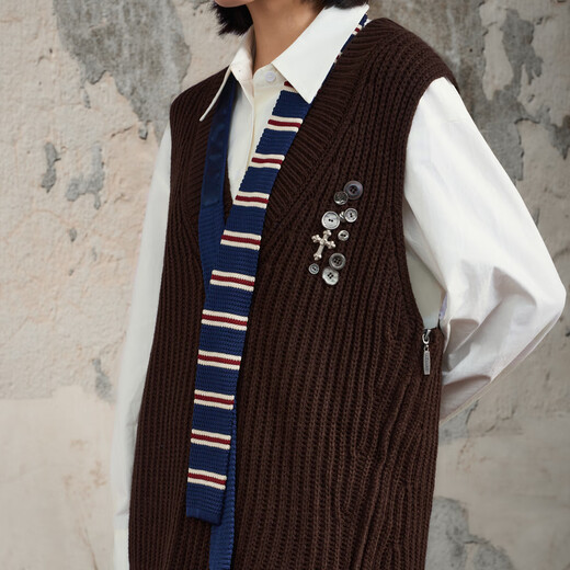 Nishimachi Village House (SETIROM) College Suit Women's 2025 New Knitted Vest, Shirt, Underwear and Outerwear including Tie XAAD10576 Off-White/Coffee One Size