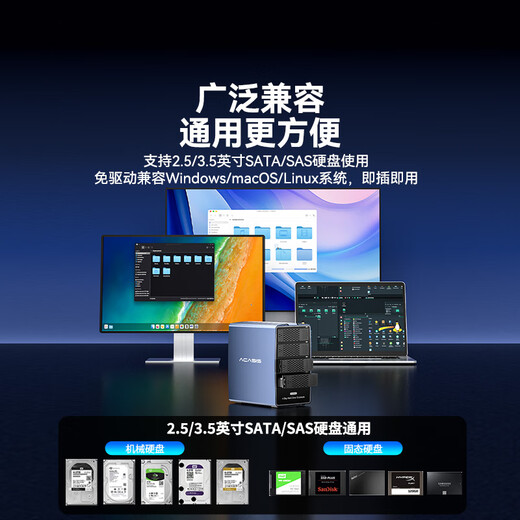 Acasis (acasis) SAS hard drive box cabinet 2.5/3.5 inches USB3.0 desktop notebook SATA/SAS serial port mechanical solid-state ssd external hard drive box four-bay EC1003