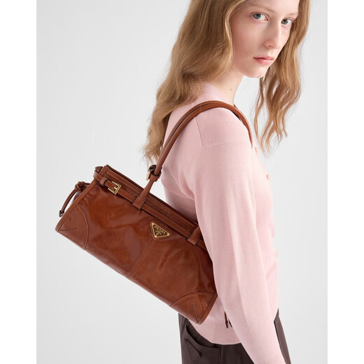 PRADA Bonnie series women's rosewood calfskin metal handbag 1BA426_2CYR_F04F2_V_MOO 1BA426_2CYR_F04F2_V_MOO