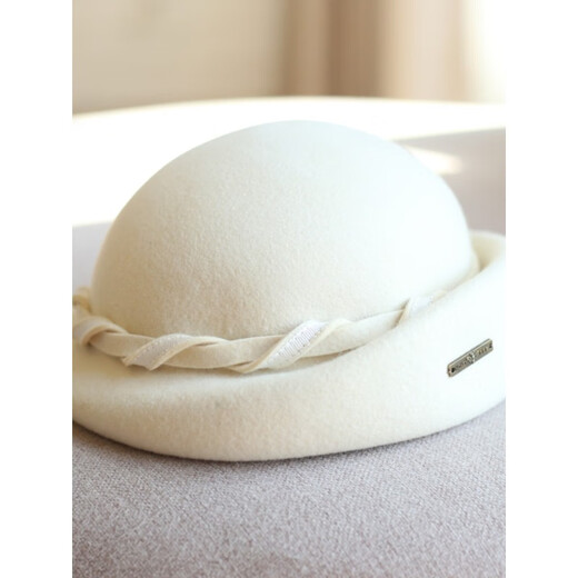 Hanqing mid-summer, autumn and winter retro casual woolen beret painter hat fashion felt hat versatile British short-brimmed hat blue gray rope small basin beret 54-58cm adjustable