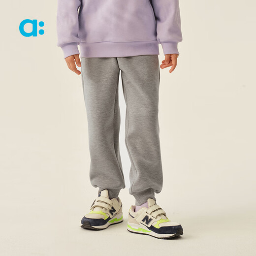 幼岚（ALLBLU）allblu幼岚【雪顶绒岚标裤】儿童裤子秋冬新款童装校服裤保暖长裤 中花灰 140 cm
