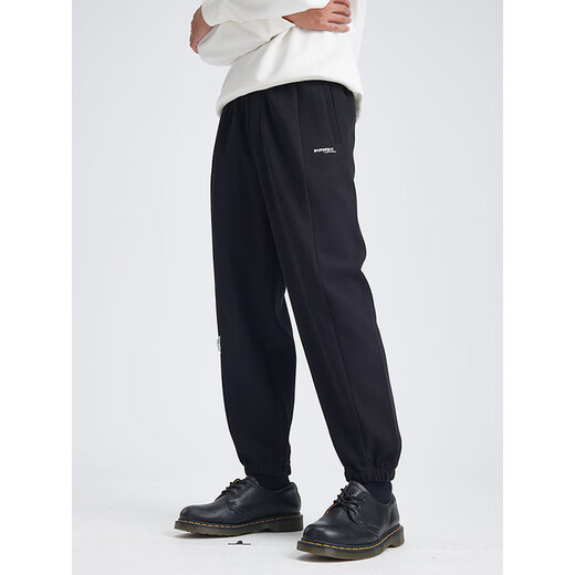 GXG Men's Black Loose Casual Pants Thick Warm Leggings Sweatpants Commuting Pants Winter New Product Black M