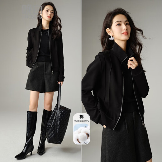 Late White New Product 2025 Autumn Style This Year's Popular Style Turtleneck Top Versatile Fashion Jacket Quality Jacket Women Black L