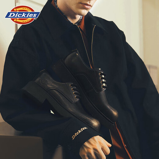 Dickies men's work shoes men's shoes low-cut casual shoes big-toe shoes business thick-soled leather shoes bright black 42
