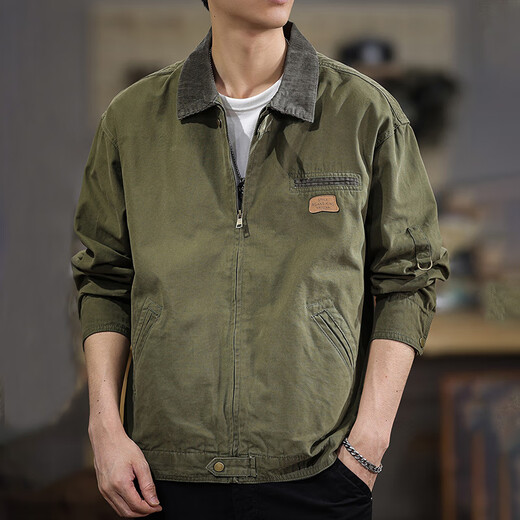 Fat Brother Work Jacket Men's Jacket Men's Loose Spring and Autumn Casual Outerwear Men's Autumn Large Size Fat Lapel Top Dark Gray XL Weight 155-175Jin Jin is equal to 0.5 kg