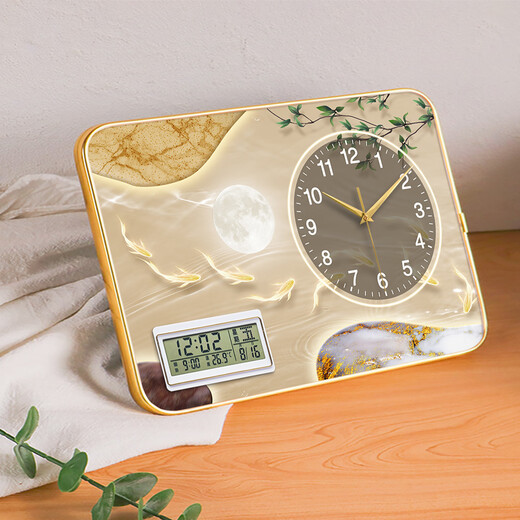 KODO Creative Simple Desktop Clock Office Ornaments Perpetual Calendar Bedroom Living Room Table Clock Silent Home Desktop Clock Alpine Flowing Water Calendar 20*30cm No Specifications