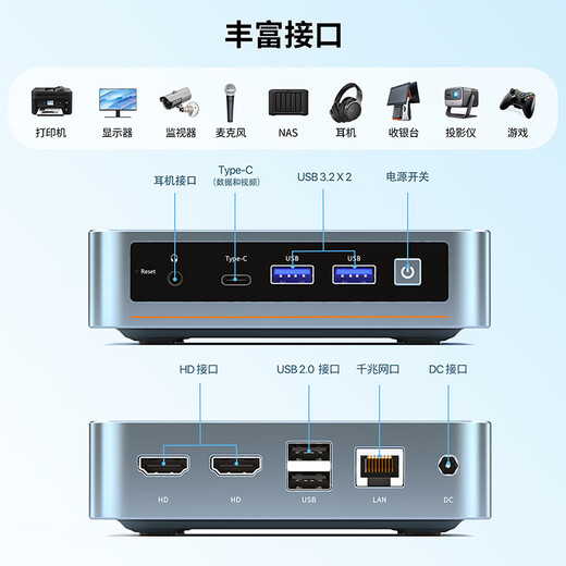 Panlei mini host Intel N100/N150 mini host Enterprise office online course learning NAS soft routing desktop DIY mini computer host Configuration 2 Intel N100 | 16G | 512G
