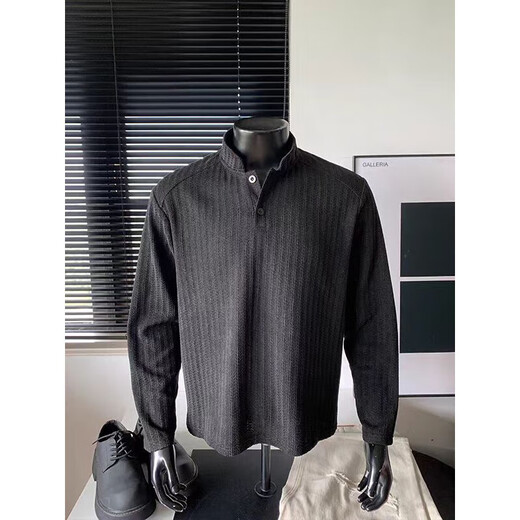 7 excellent products sweatshirt men's autumn and winter American Henry collar heavy striped bottoming shirt loose casual jacket top men YZXS-CT04 white M