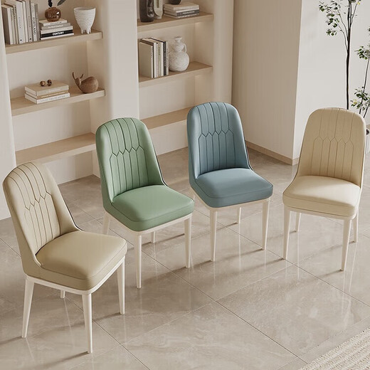 Dining chair, household stool, comfortable for long periods of sitting, dining table, seat, backrest, leisure chair, light luxury, modern style, makeup balcony chair, milky white, cream style - white legs