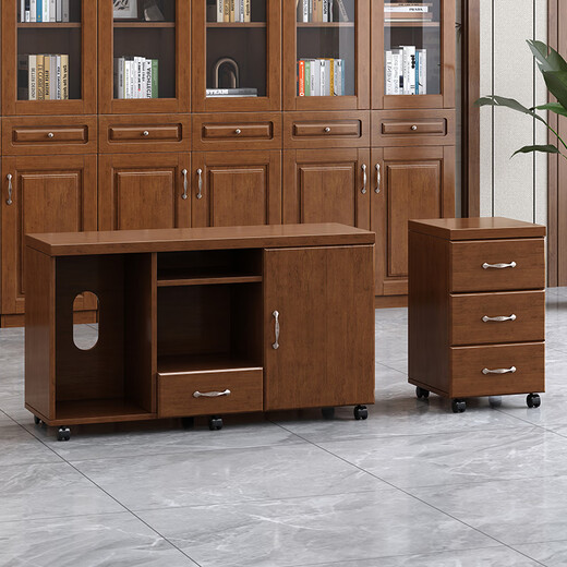 Rongxing Jiarui all solid wood boss office desk and chair combination president office manager desk new Chinese style supervisor desk office furniture executive desk 1.8 m boss desk oak all solid wood delivery and installation