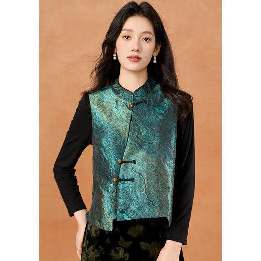 Kebel New Chinese Style Ambilight Retro Vest Top Women's 2025 New Autumn Stand Collar Button Sleeveless Jacket 2XL