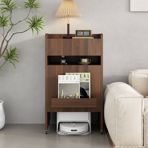 Pickup Cat wheeled sweeping robot storage rack Ecovacs cloud-chasing whale stone sofa side cabinet removable walnut color door-to-door package installation type B environmentally friendly