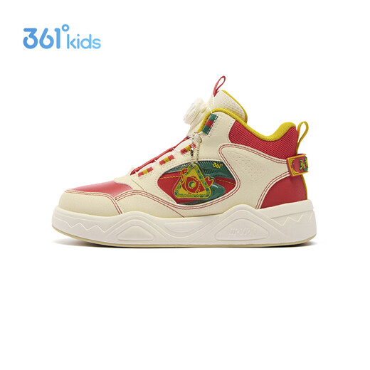 361 Children's sneakers 2026 spring men's and women's school high-top soft elastic button buckle sports shoes red 36