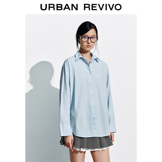 UR2025 Winter New Women's Casual Bow Decorated Long Sleeve Cardigan Shirt UYL250141 Blue S