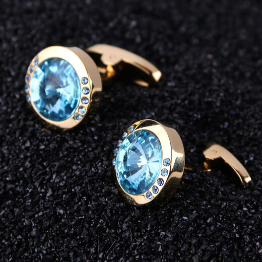 Lieshang men's French shirt cufflinks, cuff nails, cuff nails, men's cuff buttons, long-sleeved shirts, diamond-encrusted cuff buttons, women's gold sky blue cuff buttons