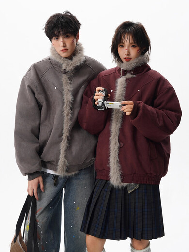 OEMG Korean style mountain-carved cotton jacket for men in autumn and winter, trendy brand, high-end deconstructed plush lapel thickened cotton jacket, black, high quality, 2XL, recommended 135-150Jin Jin is equal to 0.5kg