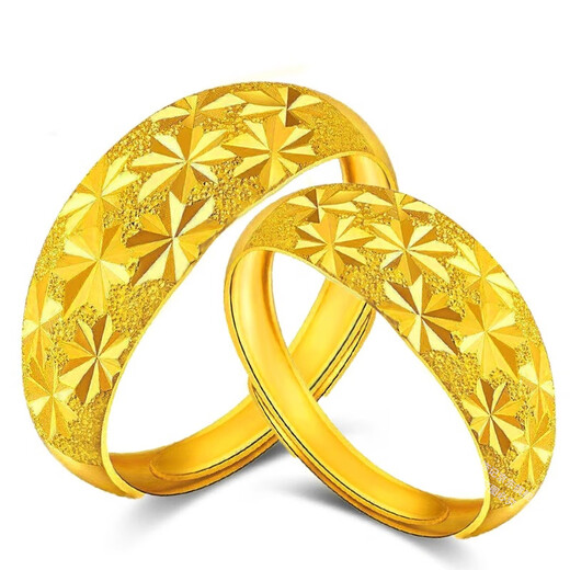 Mengzhuji gold baby's breath ring live mouth 999 pure gold couple ring real gold silver-covered ring opening gift for girlfriend Width 12mm - about 9 grams - gold weight 1.1g