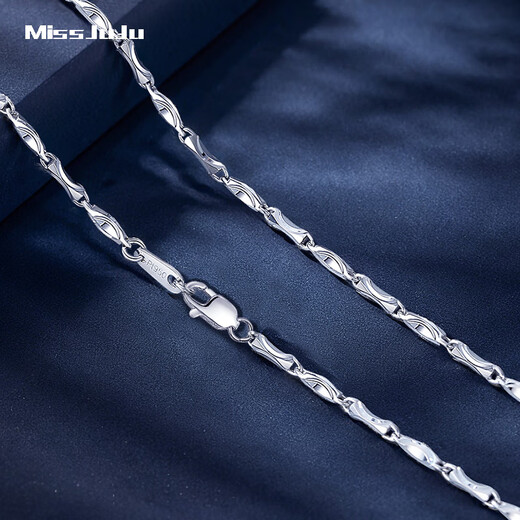 Miss JuJu pt950 platinum necklace women's platinum ingot chain sturdy and versatile pendant solid plain chain weight 3.4-3.6g length 41cm thick about 1.0mmM buckle
