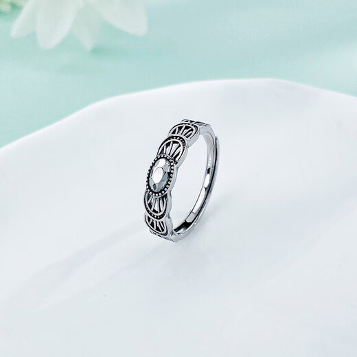 Laofu gold platinum ring pt950 electric black gold imitation gemstone oval ring for men as a birthday gift for boyfriend and husband, about 3.32g