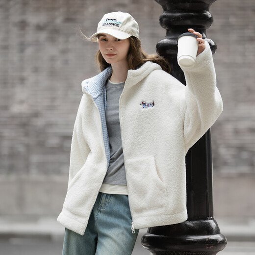 TonLion 2025 Winter Women's Hooded Different Material Splicing One-Hand-Length Imitation Lamb Hair Jacket