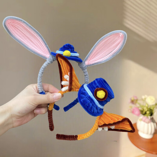 Timo Judy Rabbit Police Officer Twist Stick Headband Ears Nick Fox Hairband Hairpin Crazy Zootopia Amusement Park Photoshoot Judy Rabbit Ears A23-206
