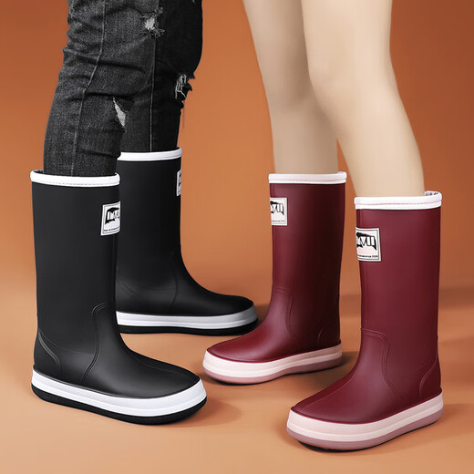 Xiaohongshu popular rain boots for men in autumn and winter, special for sea fishing, non-slip, waterproof, work protection, wear-resistant kitchen, black - flagship model 1 37