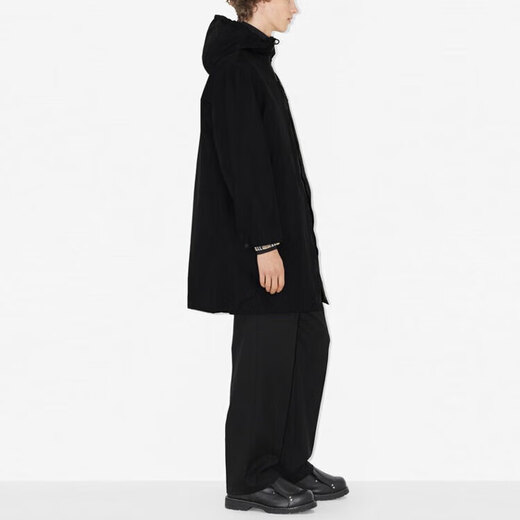 Burberry (BURBERRY) FW23CH color liso con capucha y cremallera de manga larga cortavientos de longitud media para hombre negro negro L sin bolsa de regalo original caja de regalo