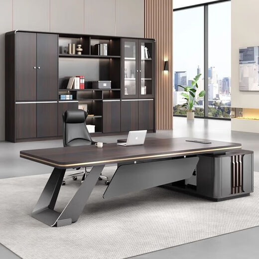 Light luxury boss desk office desk and chair combination, simple and modern leadership manager room furniture, president desk executive desk, including door-to-door installation 1.8 meters#Boss table