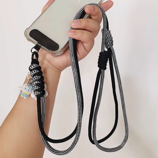 Double-knot long adjustable mobile phone lanyard crossbody can be carried on the back braided hanging chain pendant hanging neck little bee hanging chain for girls cute cartoon mobile phone hanging chain diagonal cross-body lanyard crossbody style wine red orange double knot adjustable braided rope + wine red card strip