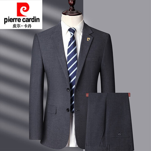 Pierre Cardin high-end no-iron suit men's high-end business casual suit jacket middle-aged men's two-piece wedding dress gray 1577 style M 170 size recommended 100 Jin Jin equals 0.5 kg -115 Jin Jin equals 0.5 kg