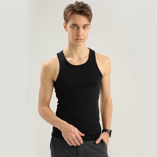 Giordano two-piece underwear men's basic cotton solid color U-neck slim vest for men 18242012