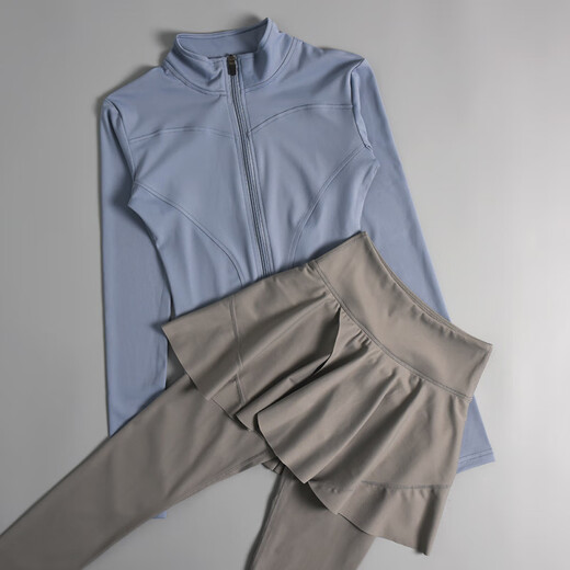 LI NING Li Ning Flagship Store Sports Suit Women's Pilates Training Tight Yoga Top Autumn and Winter Running Breathable Fitness Milk Coffee Color + Gray Pants S