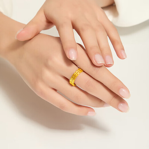 BJYL Golden Wealth Rolling Copper Coin Ring Women's Fashion Personalized Index Finger Ring Imitation Alluvial Ring Ring Hand Jewelry Default No. 7, other sizes need to be noted