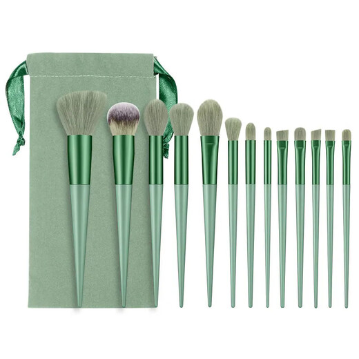 Makeup brush set, 13 pieces, Four Seasons Green soft-bristled powder brush, high-gloss blush brush, eye shadow brush, beauty tools, 8 pieces, small version of makeup brushes, blue