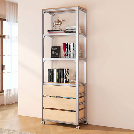 Yingtang paint-free ecological board aluminum profile study bookshelf floor-standing storage rack multi-layer storage rack living room storage rack 6040120