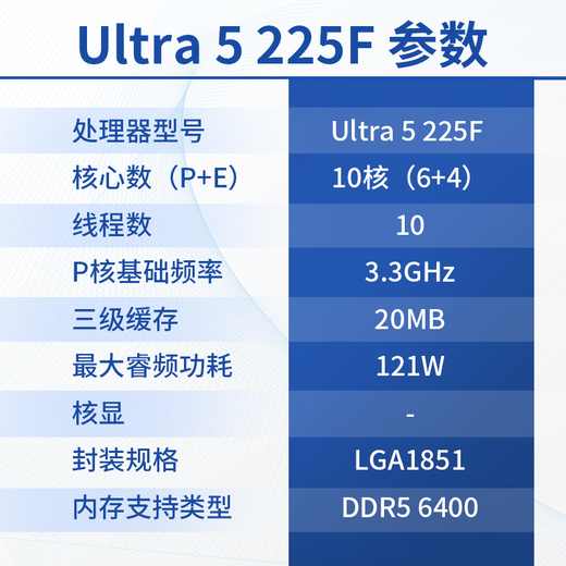 英特尔（Intel）酷睿 Ultra 5 225F 盒装 台式机处理器CPU 10核10线程 睿频至高可达4.9Ghz  225F+技嘉B860M WiFi6E ICE冰雕 畅玩三角洲行动