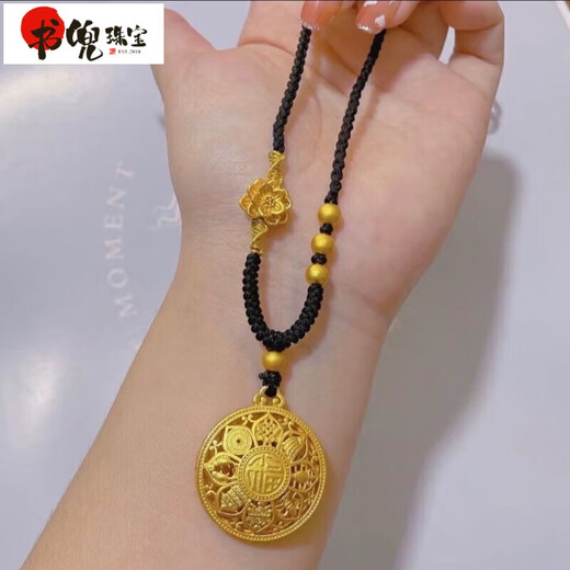 Shudou Old Phoenix 999 gold gold-plated silver eight-treasure compass pendant for women imitation gold lotus transfer beads peace necklace