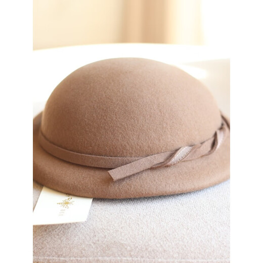 Hanqing mid-summer, autumn and winter retro casual woolen beret painter hat fashion felt hat versatile British short-brimmed hat blue gray rope small basin beret 54-58cm adjustable