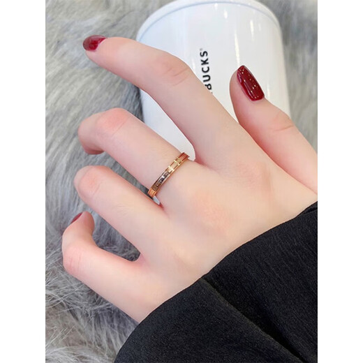 Junshi French designer ring designed for women with light luxury feel 18k gold rose gold No. 4 (finger circumference 48mm)